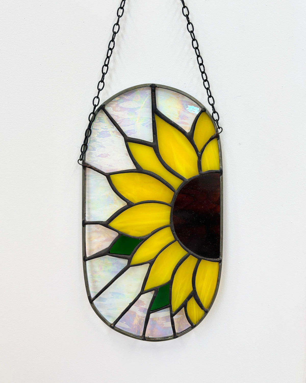 Sunflower Irridescent Oval Suncatcher