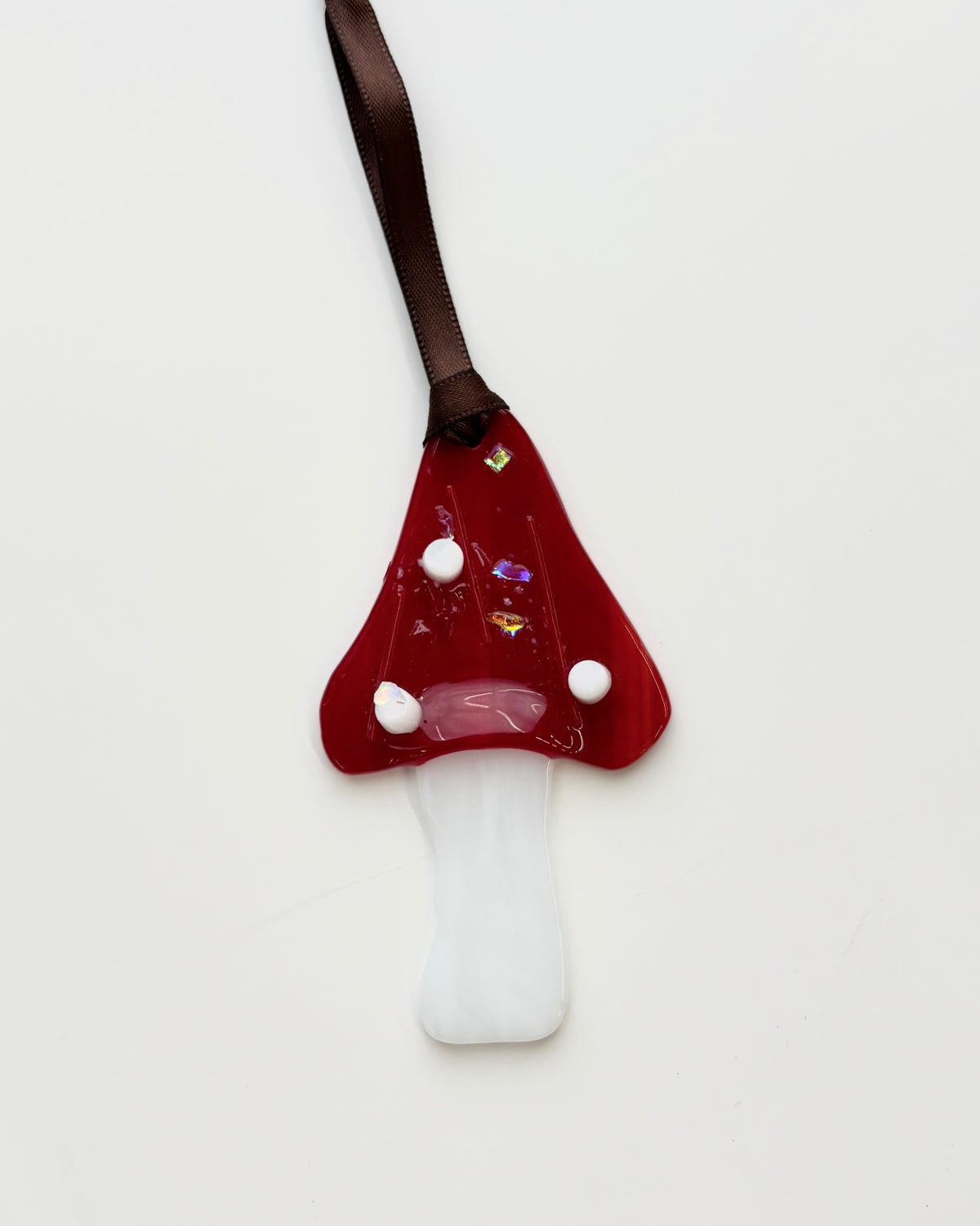 Mushroom Fused Glass Ornament-3