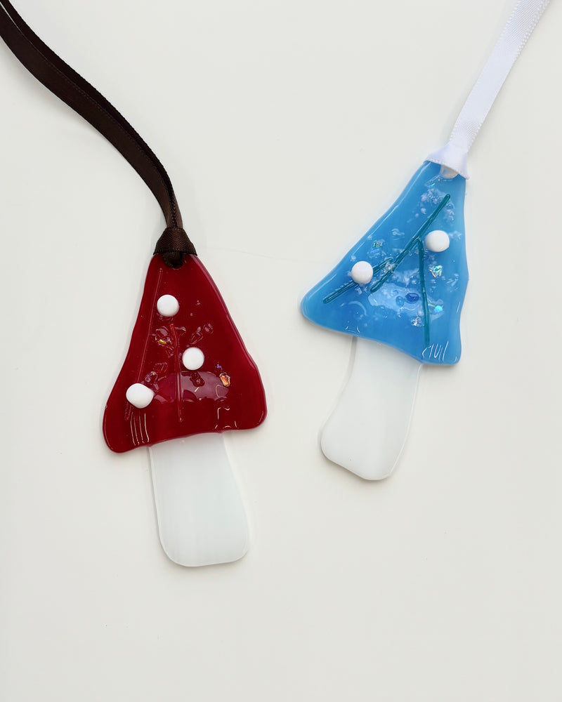 Mushroom Fused Glass Ornament-1