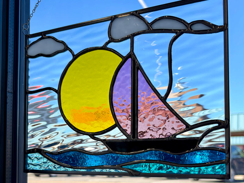 Sailing - Small Stained Glass Panel-3