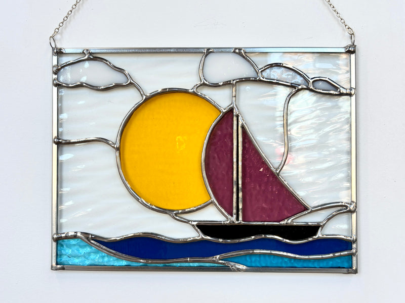 Sailing - Small Stained Glass Panel-1