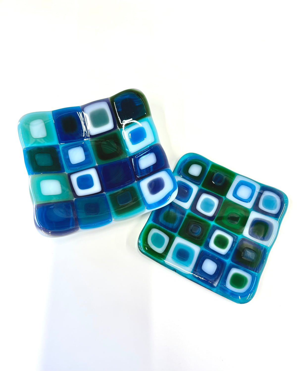 Geometric Square Dish - Blues-1