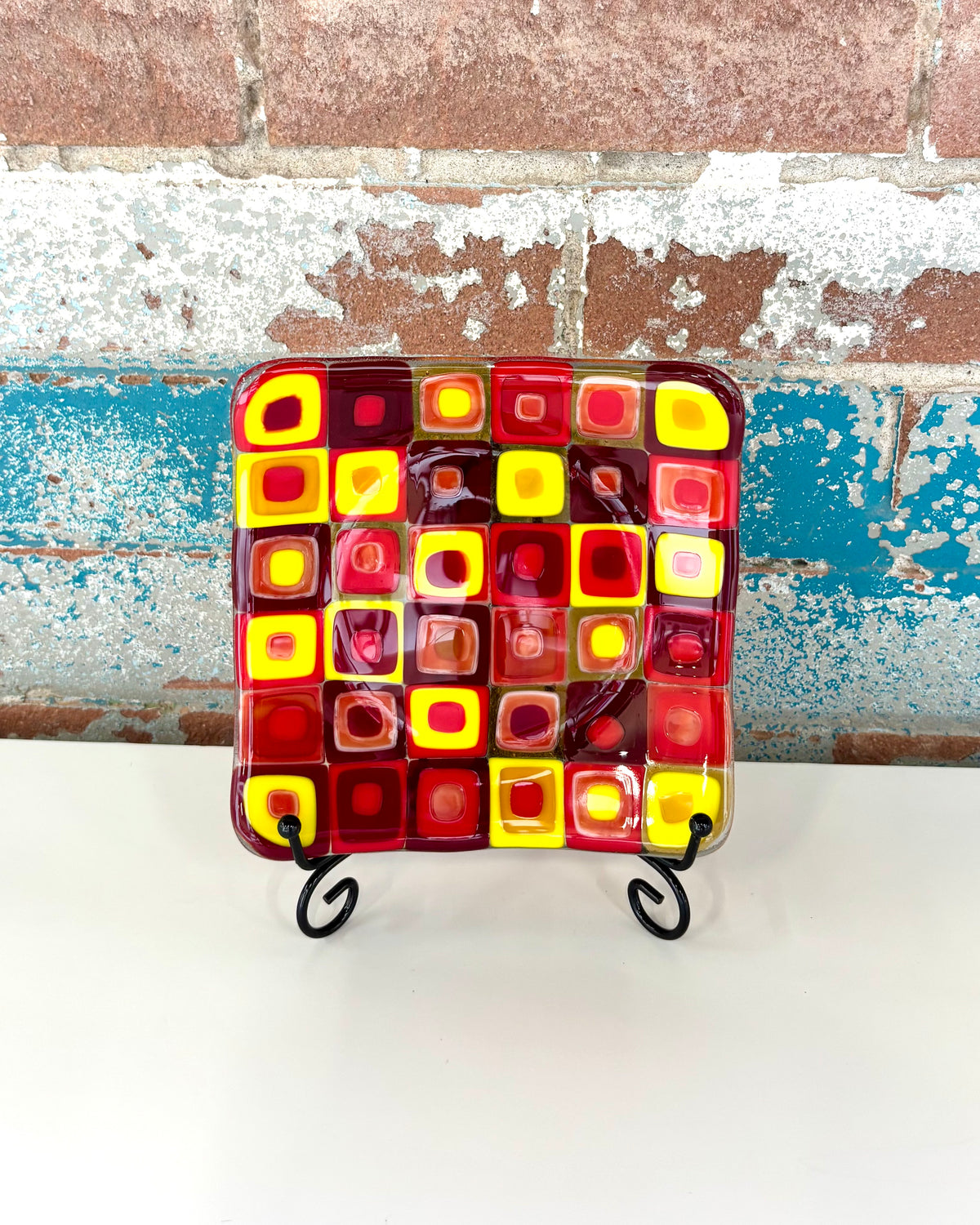 Geometric Square Dish - Warm Tones-1
